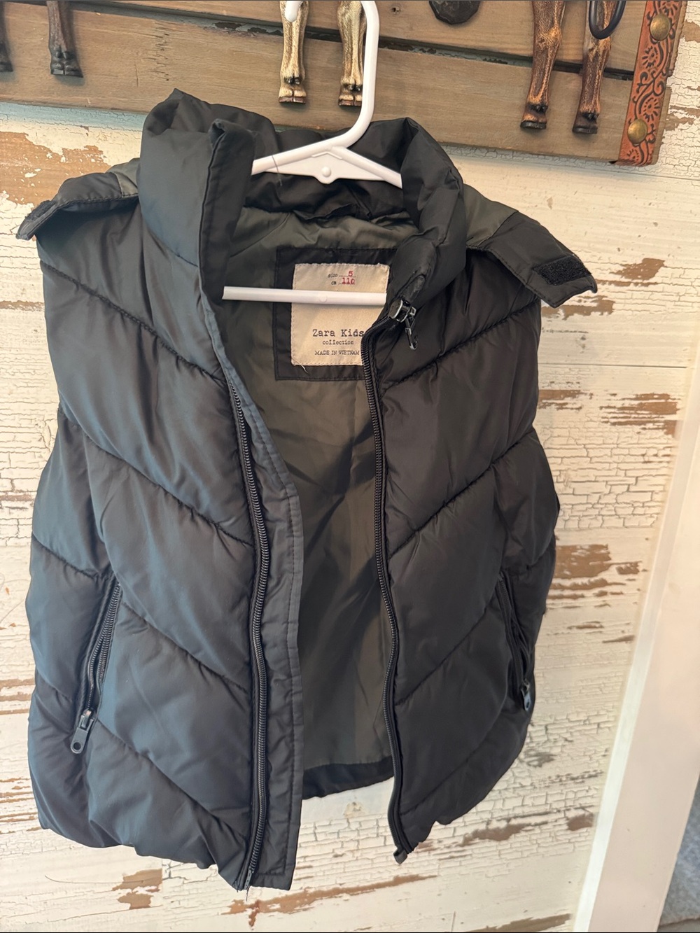 Zara Kids Dark Gray Quilted Puffer Vest
